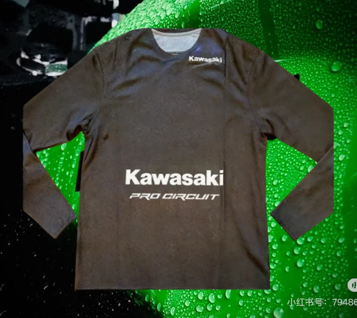 

Kawasaki Motorcycle T-Shirt New Kawasaki T-Shirt Summer Riding T-Shirt Sunscreen Fast Drying Sweat Absorbing Long Sleeve T-shirt