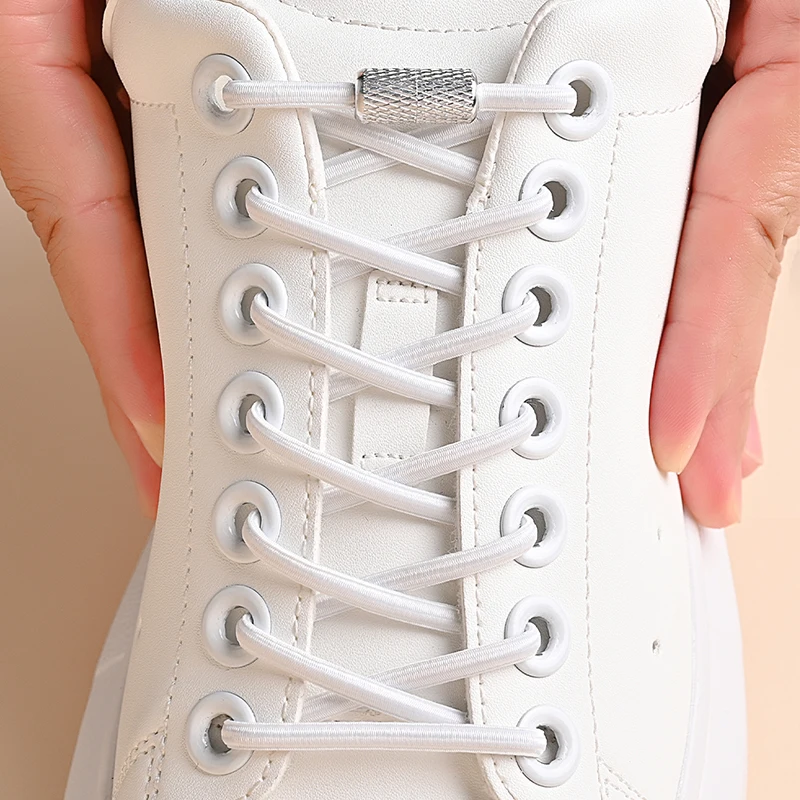 Schnürsenkel ohne Krawatte, Gewindeknopf, schwarz, weiß, modisch, ohne Krawatten, elastische Schnürsenkel, Sneaker für Kinder und Erwachsene
