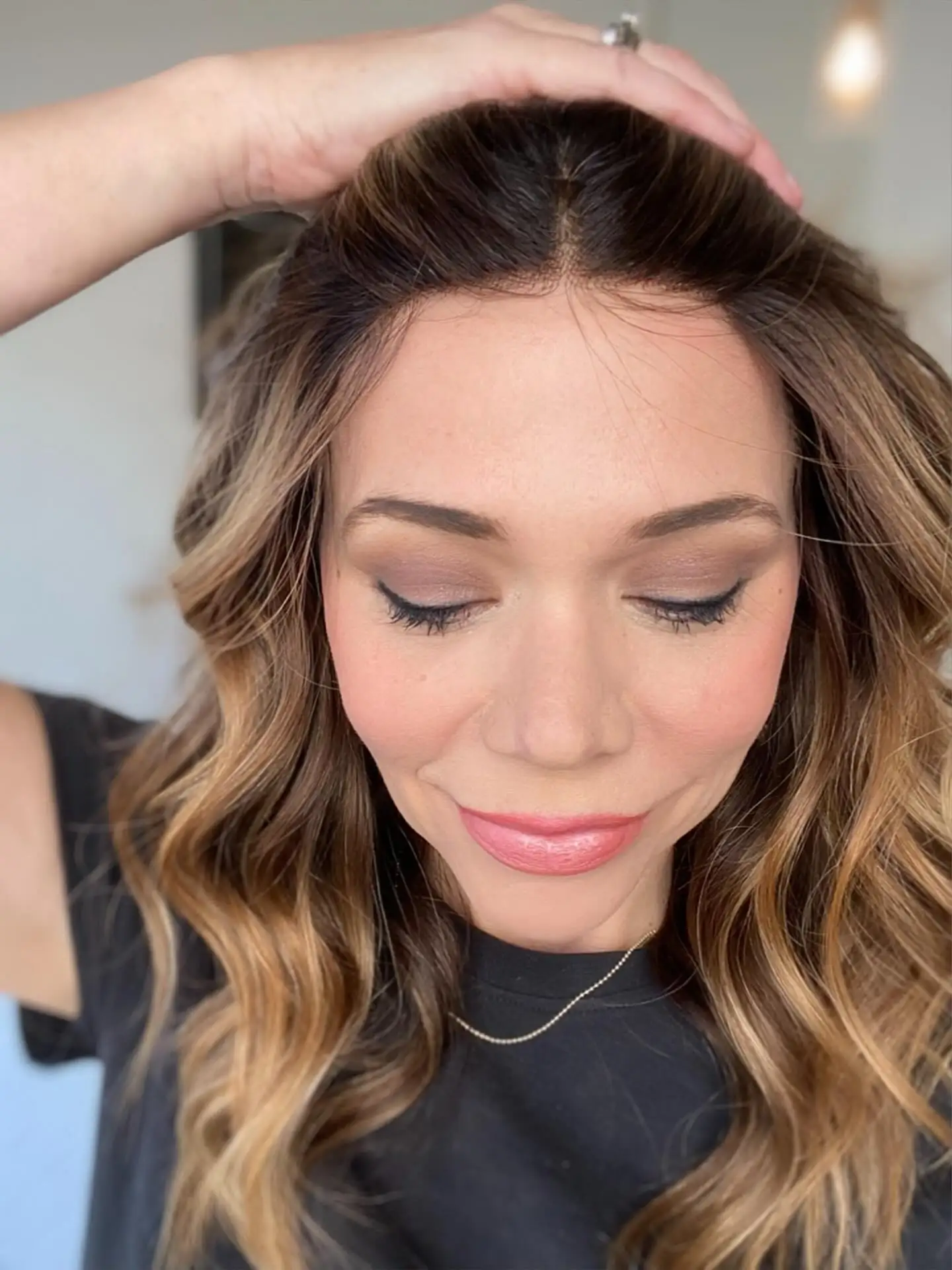 Balayage chocolate marrom peruca macia sem cola festa uso diário peruca dianteira do laço pré arrancar perucas sem cola cabelo sintético de alta densidade