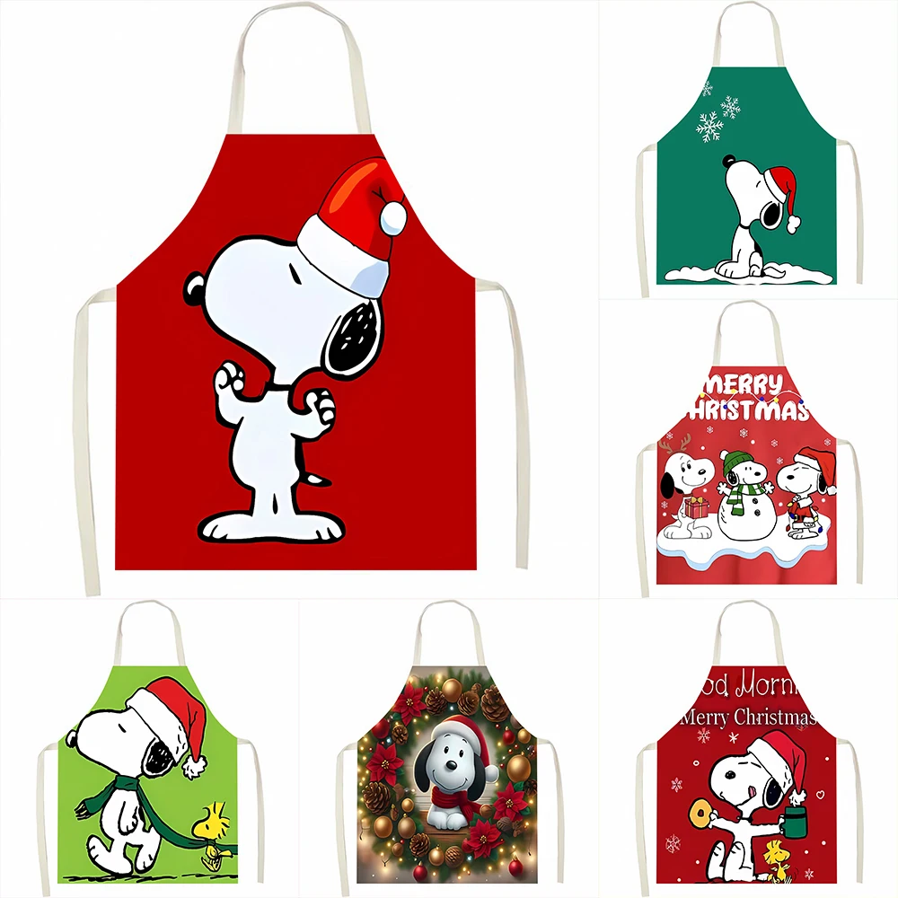 Miniso 9 Delantales Navideños De Snoopy: ¡Diseños Festivos Para Una Cocina Navideña Alegre! Decoración De Año Nuevo, Limpia Y Antiincrustante.