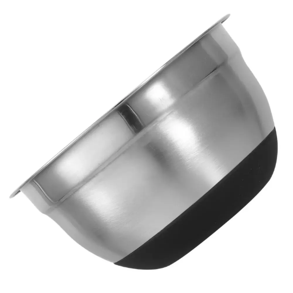 Stainless Steel Stainless Steel Basins Thickened Splash-Proof Cover Baking Basins Round Shape Silicone Bottom Egg-beating Basins