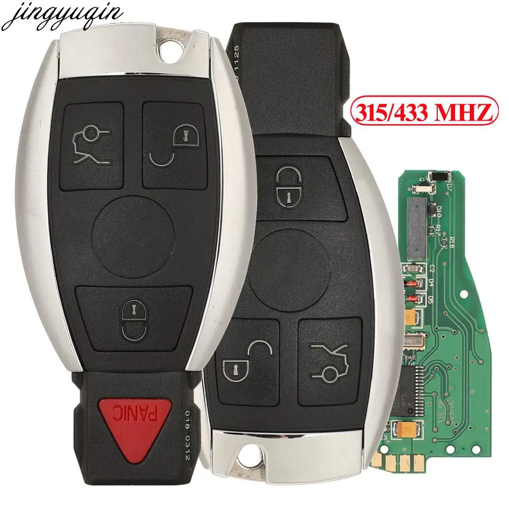 Jingyuqin Remote Car Key Alarm 315/433MHZ For Mercedes Benz C E S Series NEC BGA KYDZ 3/4 Buttons Smart Fob