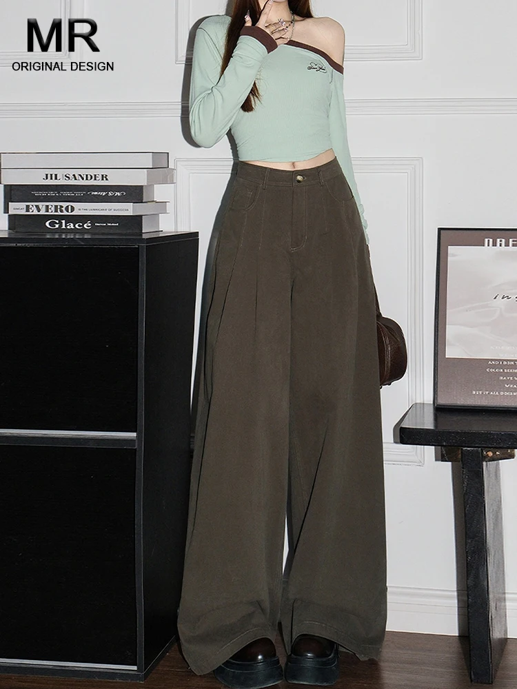 

Американские повседневные брюки в стиле Lazy Style с высокой талией и широкими штанинами, женские свободные драпирующиеся брюки в пол, весна 2026, новинка