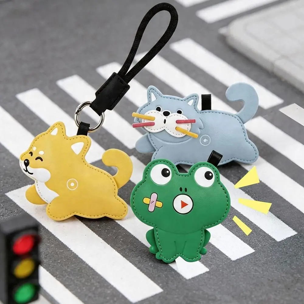 Creative Cute Puppy Keychain PU Leather Frog Bag Hanging Pendant Dog Sound Feature Car Key Chain Bag Charm