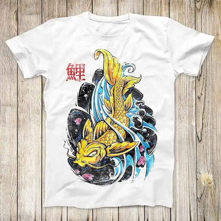 Samurai pesca Vintage luchador Retro Bushido Koi japonés suerte pez Top camiseta mejor lindo hombres mujeres 3077