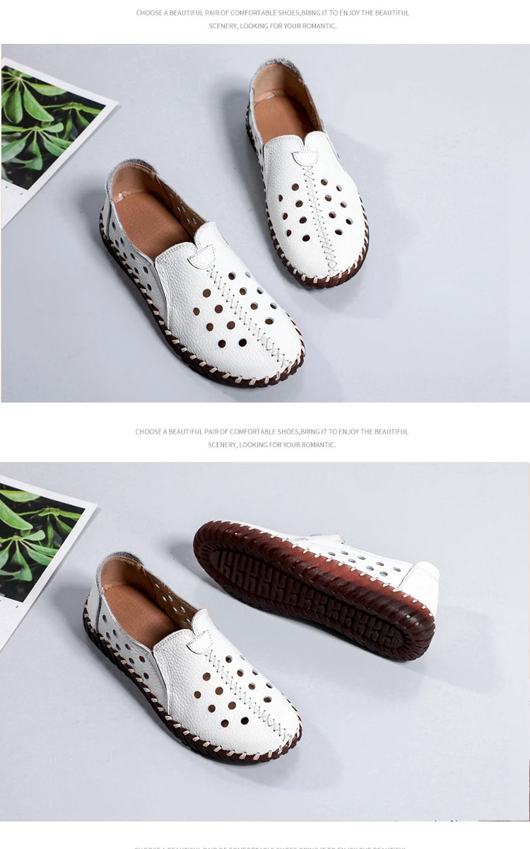 Orthopädische Turnschuhe für Damen, echtes Leder, breite Füße, weiße Slipper für Damen, 2024, lässige Lazy Driving-Mokassins-Schuhe – Detail 14