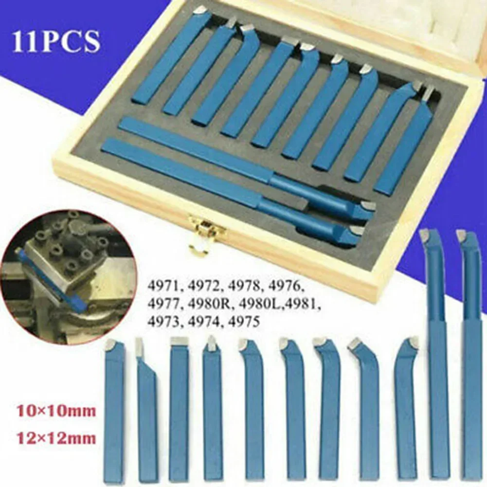 11PCS Carbide Lathe Boring Cutter Metal Internal Turning Tool Copying Small Hole 10mm 12mm Tipped Cutting Tool Bit Set