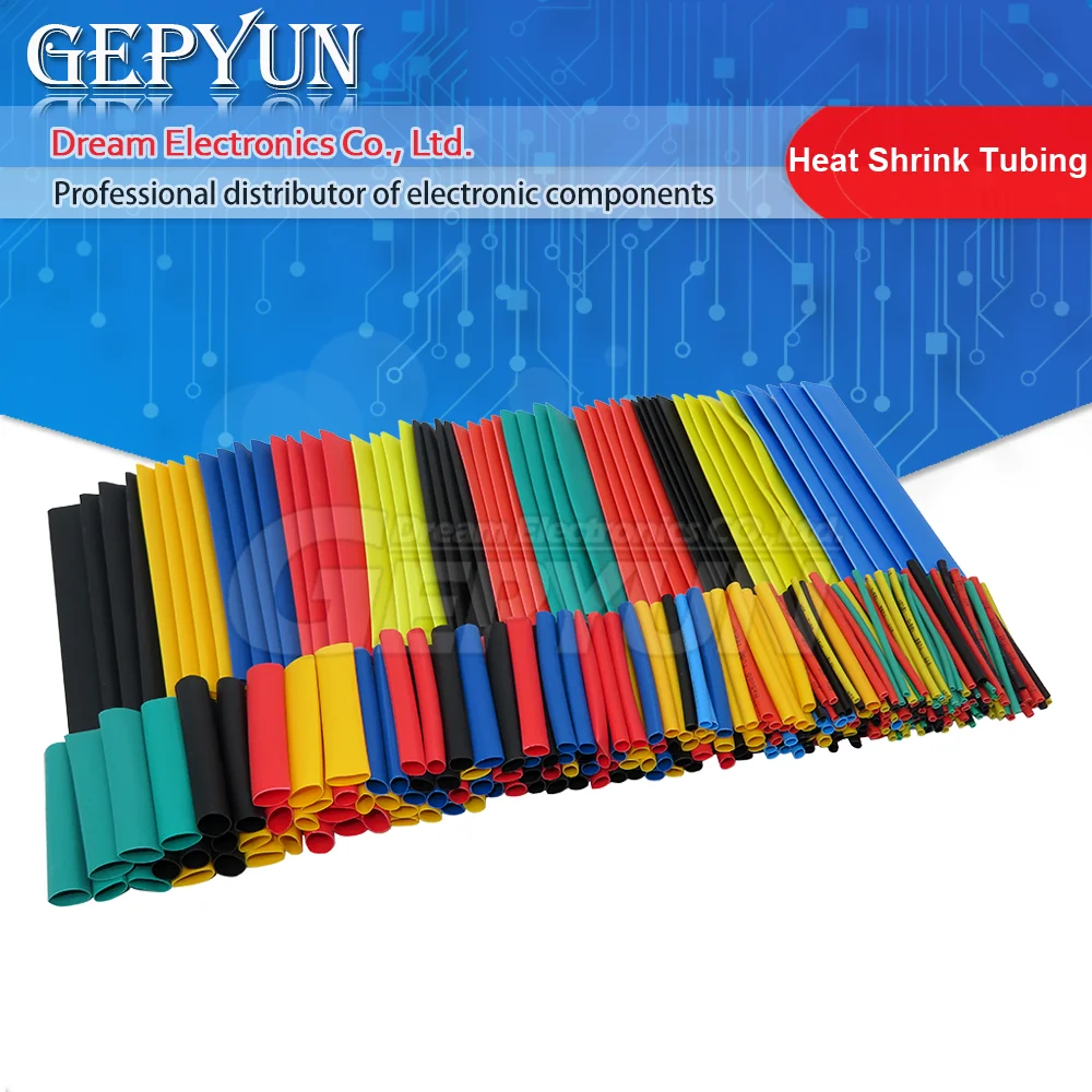 328Pcs 8 Sizes 5 Color Multi Color Polyolefin 2:1 Halogen-Free Heat Shrink Tubing Tube Assortment Sleeving Wrap Tubes DIY KIT