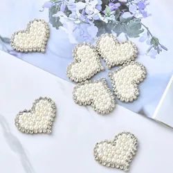 2 pezzi paillettes cuore lettera d'amore Patch per vestiti ferro fai da te su bianco perla Appliques ricamo Applique Patch scarpe borse