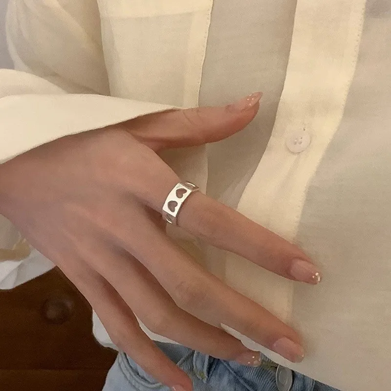 925 Sterling Silver Rings For Women Hollowed Heart Engagement Luxury Jewelry Wedding Jewellery Argent 925