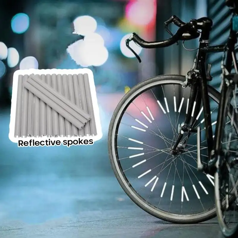 12Pcs Bike Bicycle Wheel Spokes Reflective Sticker Tube Warning Safety Light DIY Cycling Reflector Reflective Tubes Hot Sale