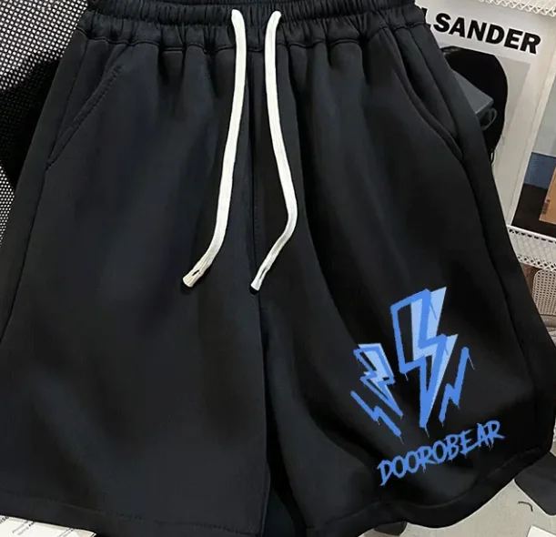 

2025 Summer American High Street Lightning Letter Shorts Men's and Women's Summer Trend Loose Straight Casual Five-point Pants
