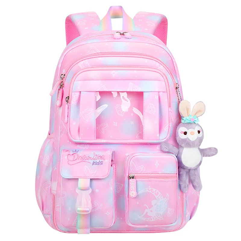 Imagem -04 - Bolsa de Escola Impermeável de Grande Capacidade para Crianças Mochila Primária Bolsos Laterais Bolsa de Livro Bonito para Meninas