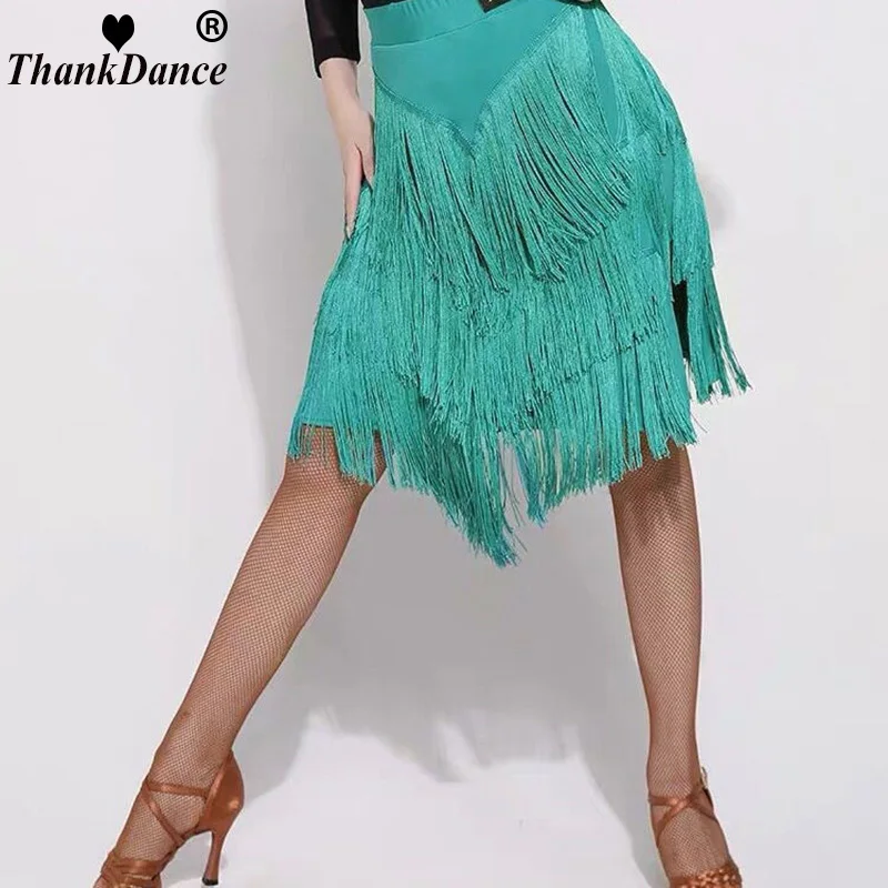 เต้นรําละติน Cha Cha Samba Rumba เครื่องแต่งกาย Fringe Latin Dance กระโปรง