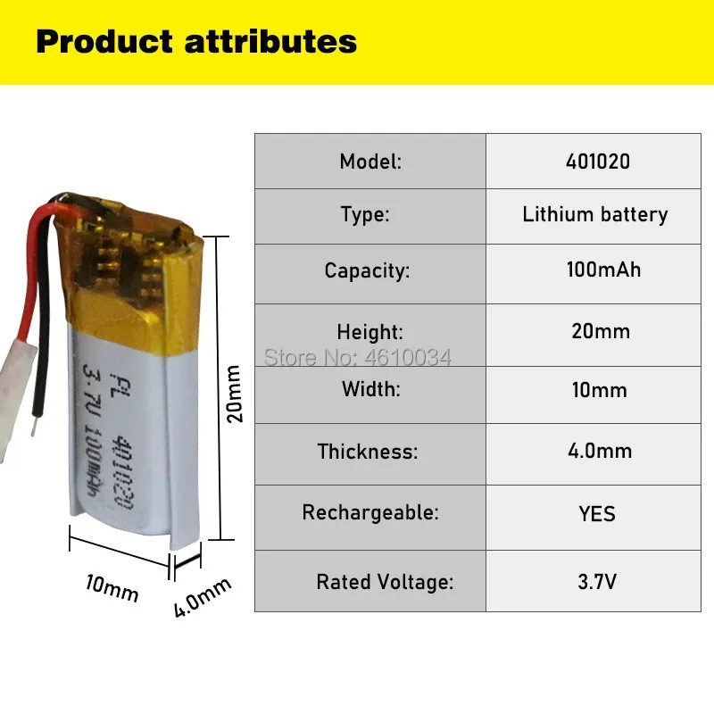 بطارية طاقة لتر سماعة بلوتوث 401120 401020 401220 100 مللي أمبير سوار ذكي صغير قابل لإعادة الشحن 3.7 فولت بطارية ليثيوم بوليمر
