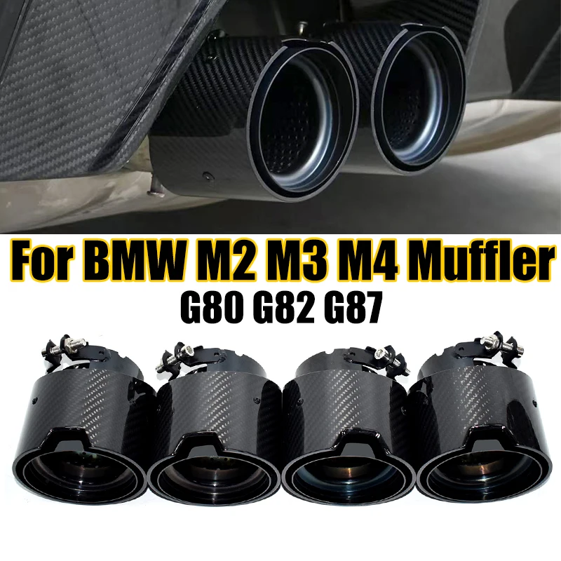 4 pieces Carbon Fiber MP Black Muffler Tip Exhaust Upgrade for BMW M2 M3 M4 G80 G82 G87
