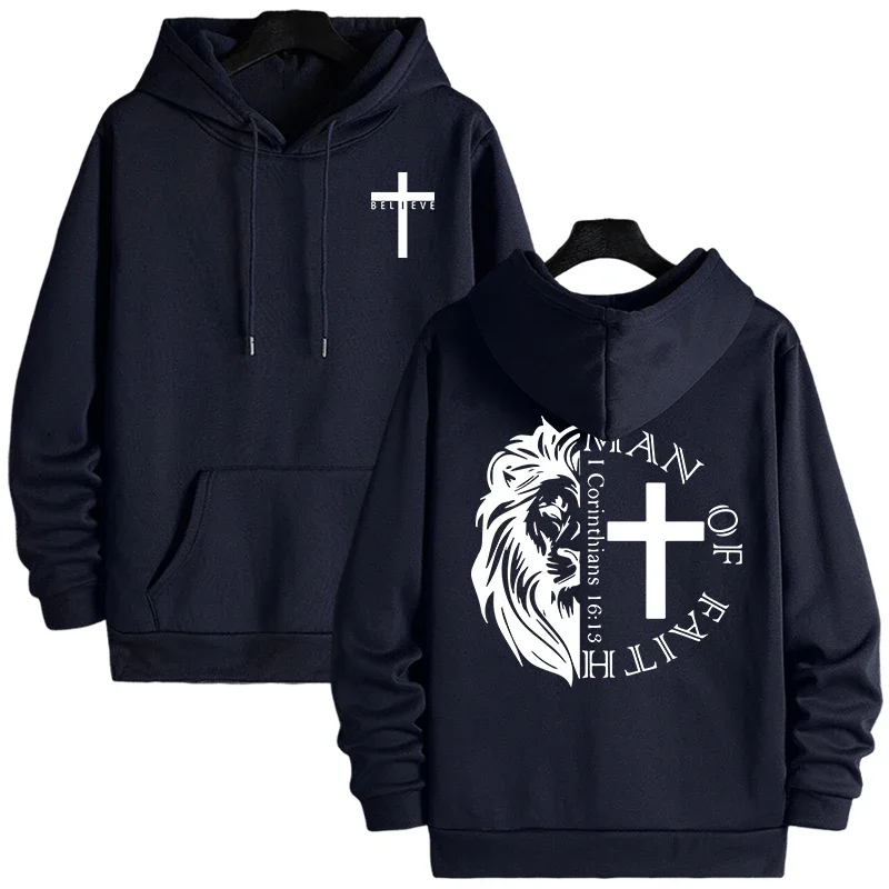 Jesus Christ Style Hoodies New Arrival Hooded Long Sleeve Sweatshirts Fall Winter Man Off Faith Lion Print Hoody Outerwear Tops
