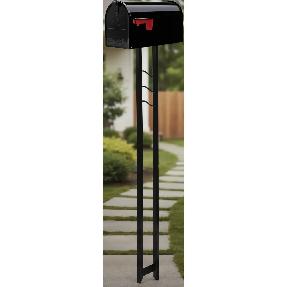 

Galvanized Steel Mailbox and Post Kit, Medium Capacity, Weather-Resistant for Home & Garden