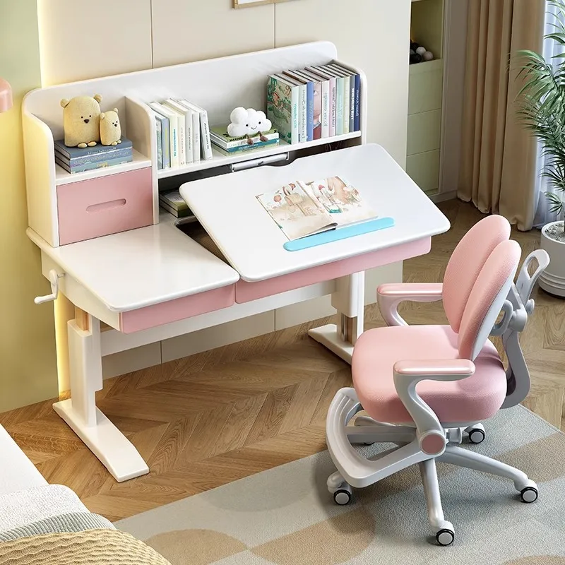 

Children's Learning Adjustable Solid Wood Student Desk and Chair Set Modern Design for Apartment Living Room School Furniture