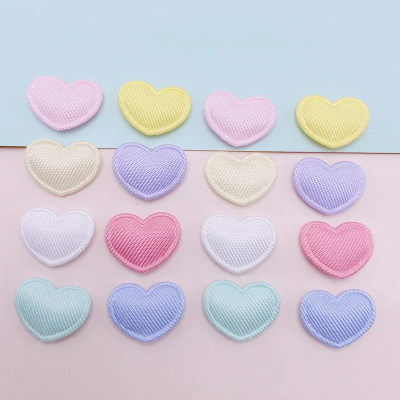 100Pcs 1.7*1.5CM Small Heart Padded Appliques Sew on Patches Clothes Hats Hairpin Ornament Accessories DIY Craft Embarrassment