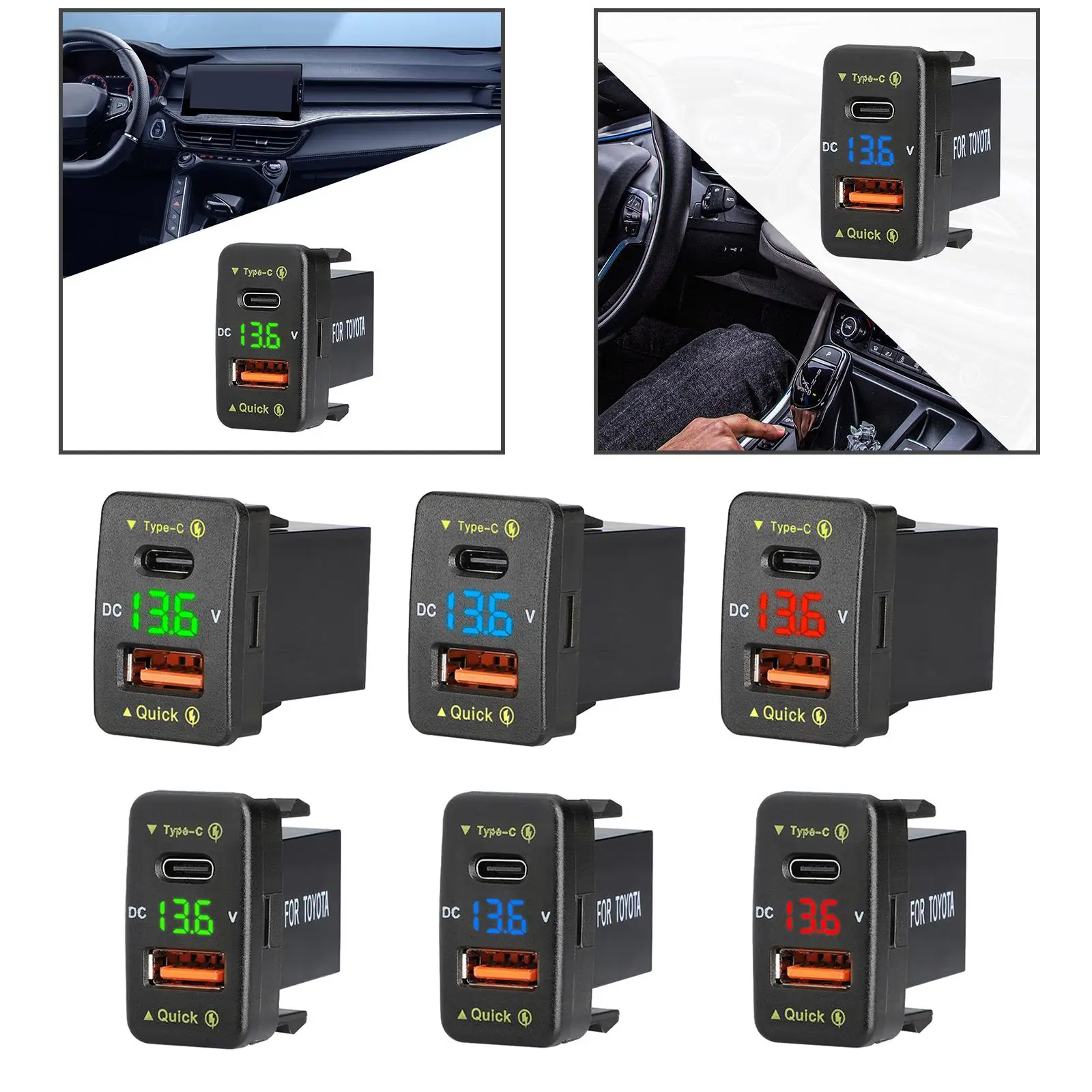Fast Charging Car Phone Adapter Dual Port Quick Charger Automobile Device with LED Voltage Display for Travel and Commute
