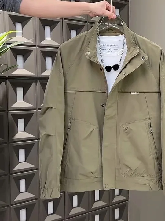 

Новинка 2025, модная мужская верхняя одежда с воротником-стойкой, модная уличная одежда, повседневная свободная посадка из полиэстера, длинная ветрозащитная одежда