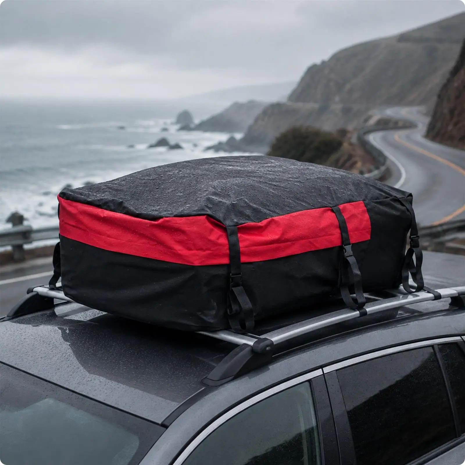 Roof Cargo Bag with Anti-Slip Mat Waterproof Oxford Material Roof Cargo Bag Sun-Resistant Roomy for Road Trippers, Camping