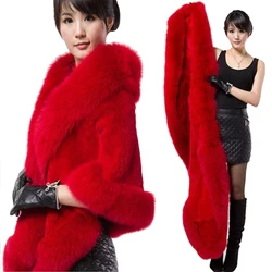 Women's Luxury Faux Fur Shawl Wrap Stole Cape for Winter Thick Warm Bridal Fur Coat Jackets for Wedding Party Red White Black