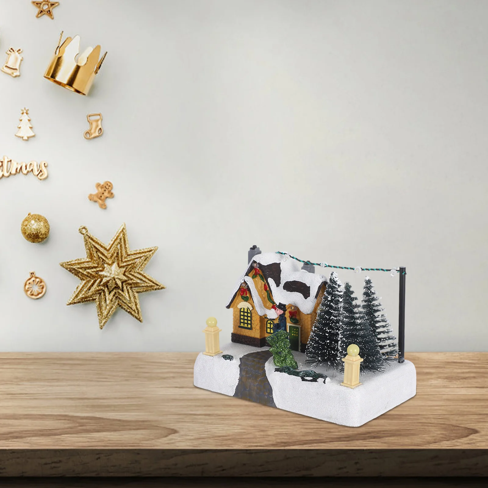 

Christmas Light Up Ornament Lighted House Village The Snow Party Centerpiece Resin Festival Desktop