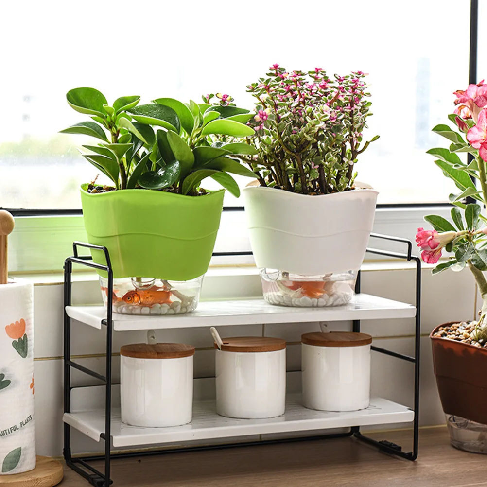 

2pcs Automatic Water Absorbent Flowerpot Durable Plastic Planter Self Watering Indoor Fish Pot Gardening Eco Friendly Safe