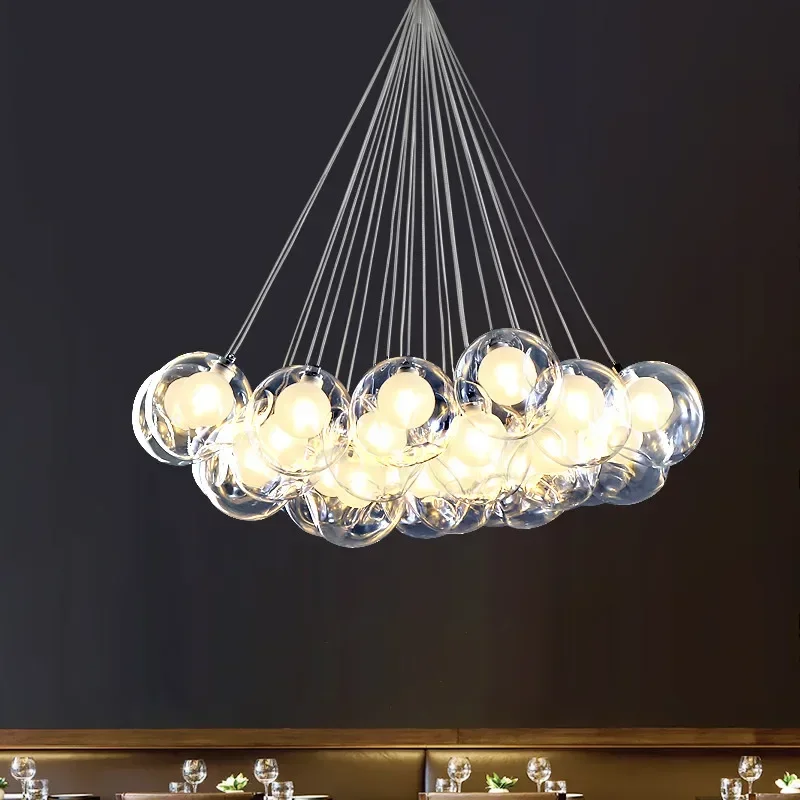 Modern Bubble Chandelier Light Fixture Nordic LED Ball Pendant Lamp for Living Room Bedroom Office Dining Room