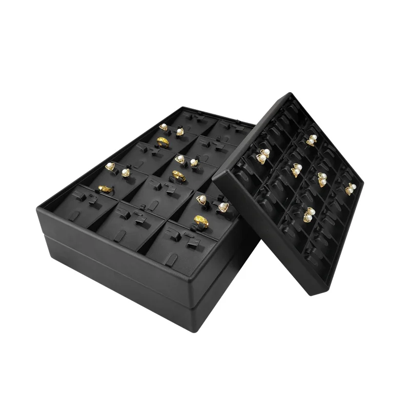 Jewelry Display Case Black PU Leather Jewelry Display Tray Earrings Jewelry Display Stand Jewelry Storage Box