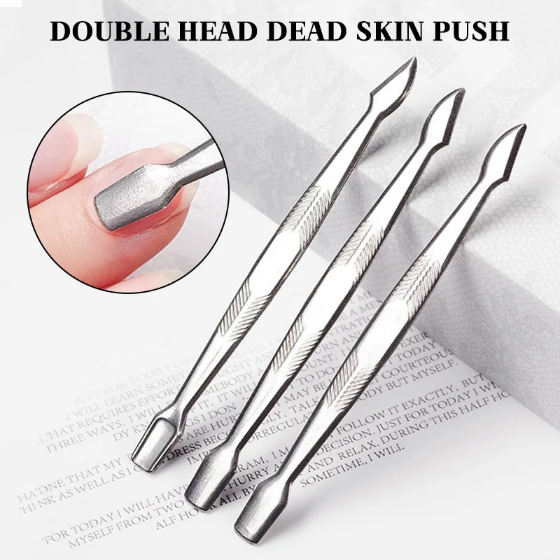 Mini poussoir à cuticules en acier inoxydable, outil pour enlever les ongles, cuillère à Double tête, outils pour manucure, soins des ongles, 1 pièce