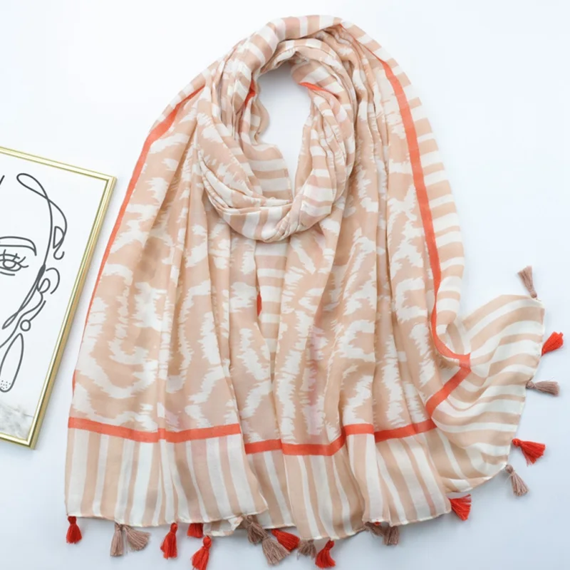 

Фабрика африканских лугов, распродажа, полосатый шелковый шарф с принтом, атласный хлопковый мягкий женский длинный шарф