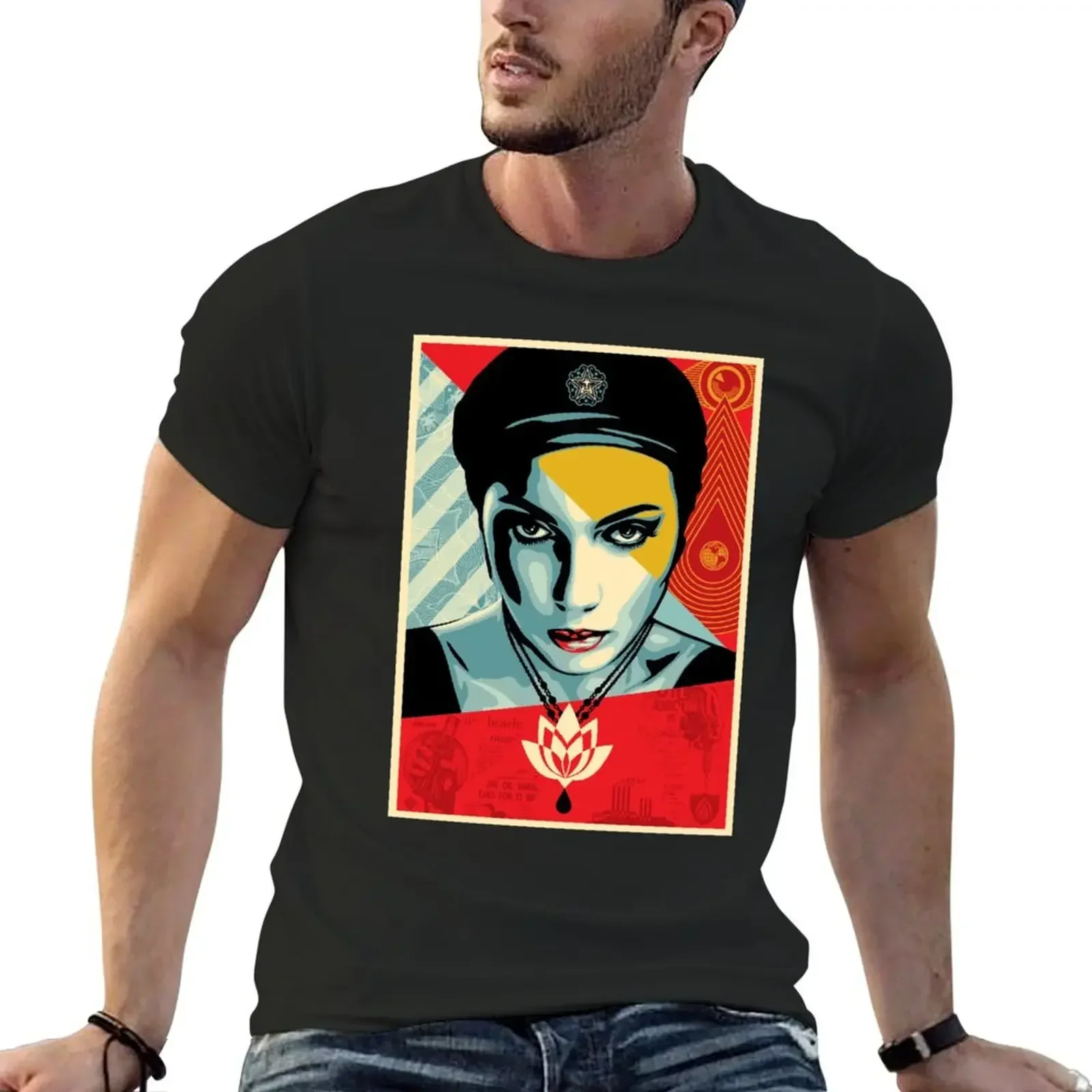 Art by Shepard Fairey, Shepard Fairey Art urbain T-Shirt blue archive quick-drying mens designer clothes