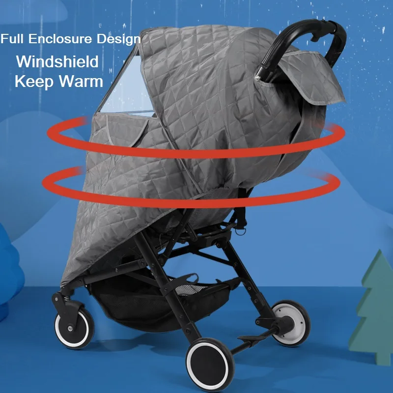 Universal Stroller Winter Cover Waterproof Thicken RainCover Pram Raincoat Full Cover Windshield for Baby Stroller Accessories