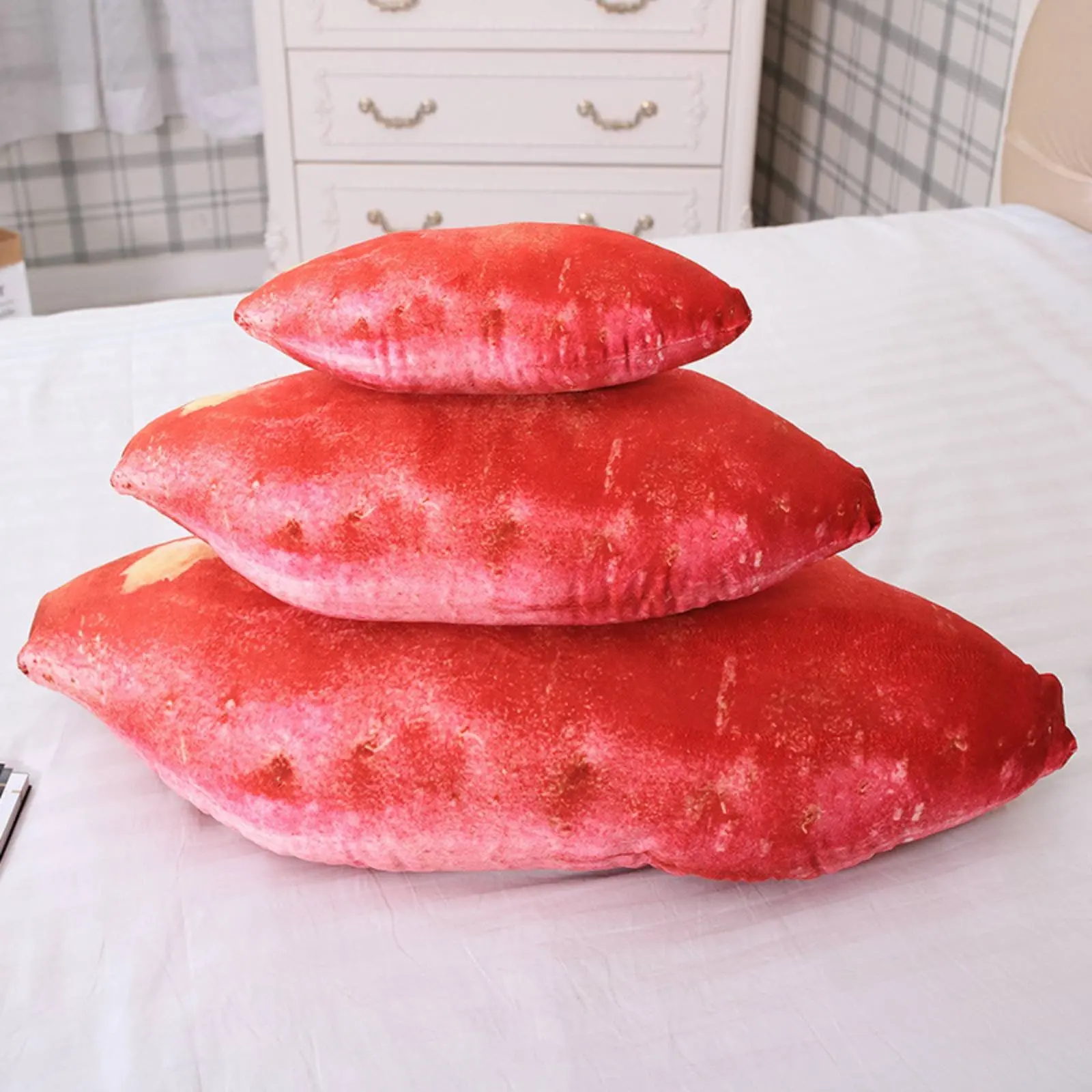3 Pieces Sweet Potato Plush Pillow Cartoon Design Sweet Potato Stuffed Toy Vegetable Plush Pillow Soft Home Decor Cute for Sofa