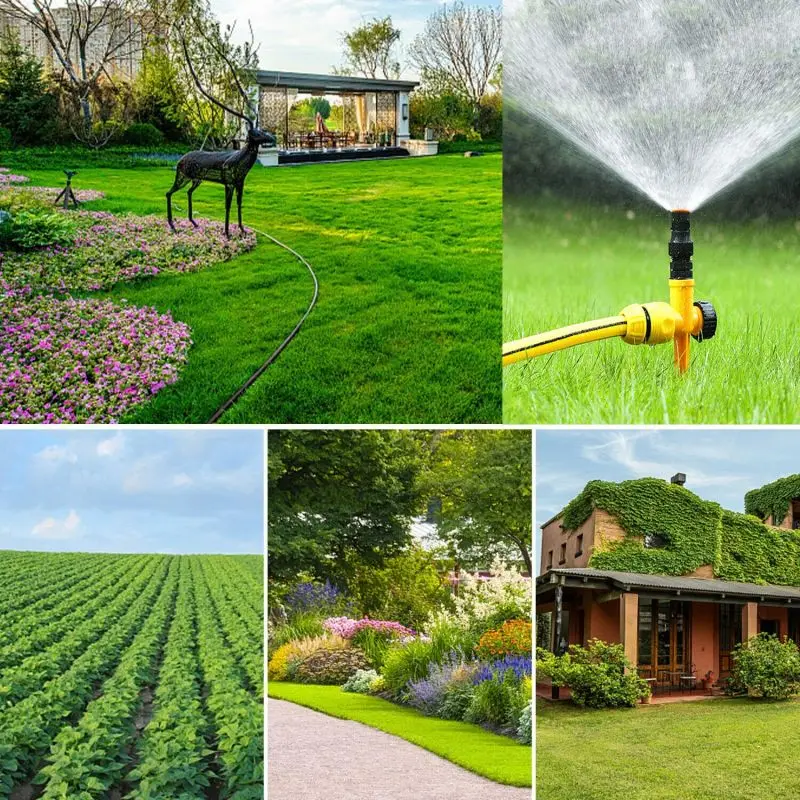 360° Rotation Auto Irrigation System Garden Lawn Sprinkler Patio Coverage Diameter 65ft Sprayers Gardening Garden Lawn Tools