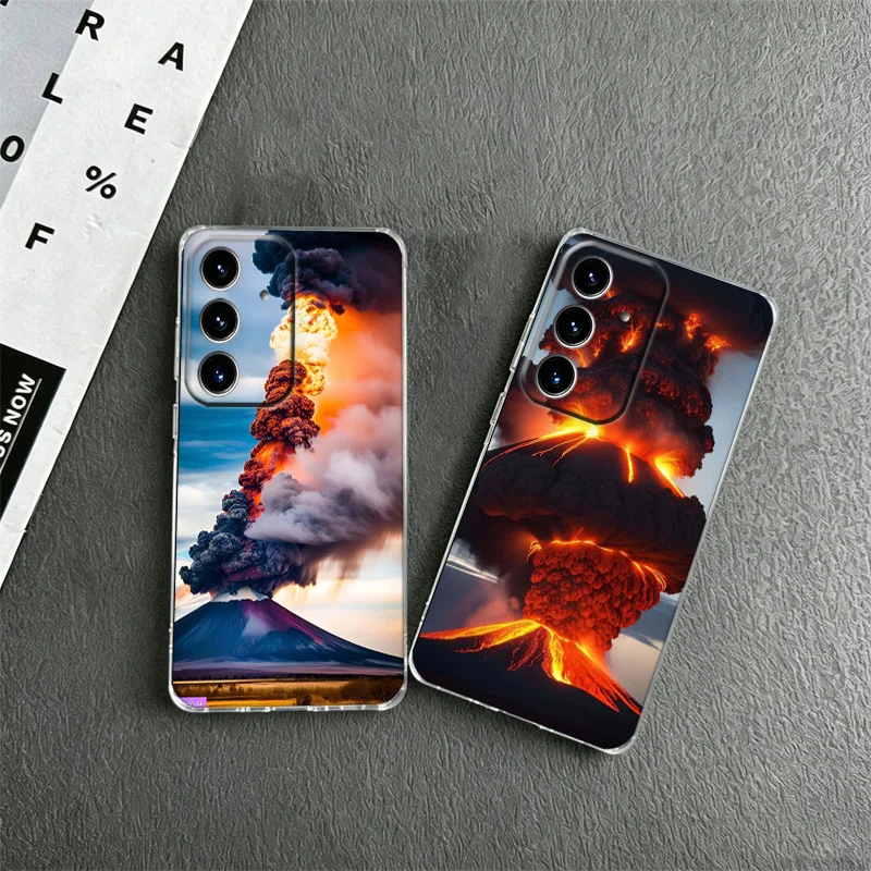 Coque de téléphone Éruption volcanique pour Samsung A53 A52S A33 A32 A32 A22 A13 A12 Galaxy A04E A03S Core A02S A50S A51 A71 A73 A72 M02 M2