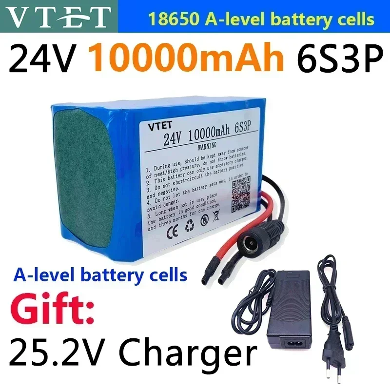 

2024 New 24V 10.0Ah 6S3P 18650 Battery Li-ion Battery 24V 10000mAh Electric Bicycle Moped /Electric/Li Ion Battery Pack+Charger