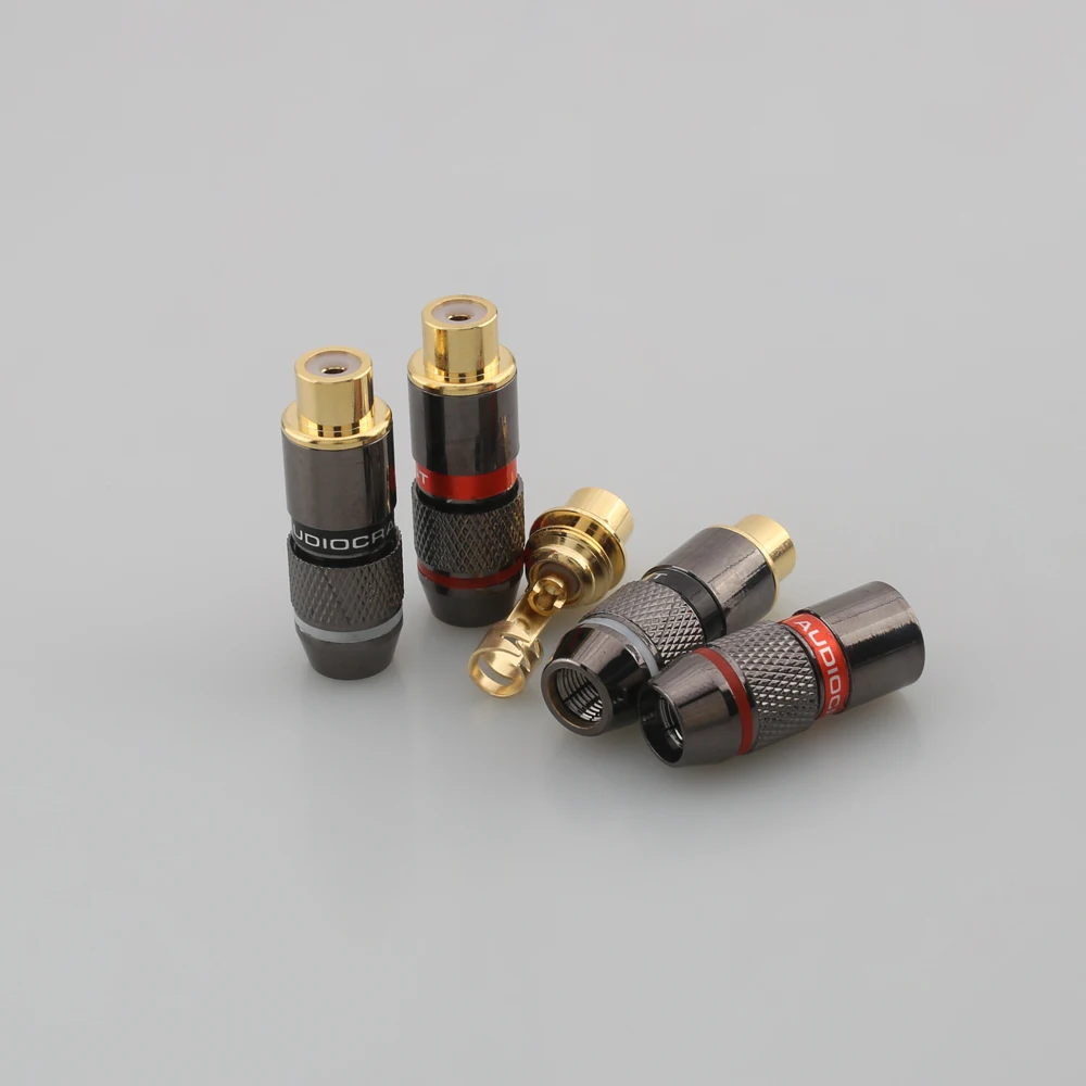 8Pcs R Connector High Quality Gold Plated RCA Female Plug Jack Socket Audio Adapter Black&Red in Speaker Plug