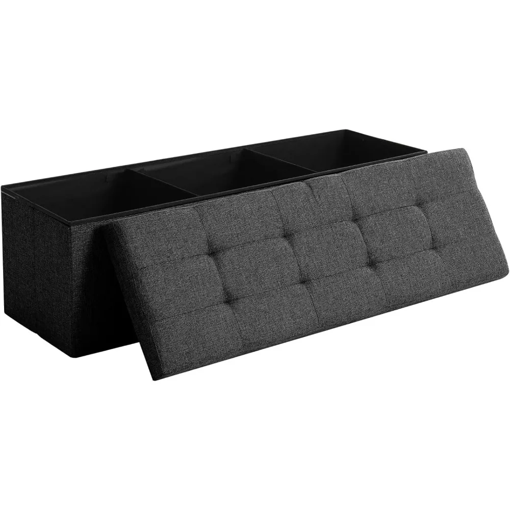 

45.3 Inches Storage Ottoman Bench Foldable Seat Footrest Shoe Bench End of Bed Storage with Flipping Lid, 166L Storage Sp