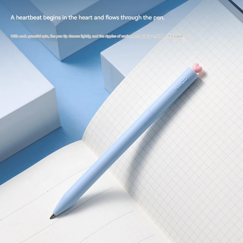 

Cute Lovely Heart-Shaped Blue Gel Pens First Kawaii Rotate Gel Pens Black Ink Refill For Quick Drying Smooth Writing Stationery