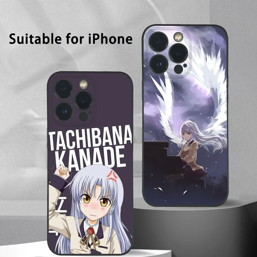 Anime A-Angel B-Beats Phone Case For iPhone 16 15 14 13 12 11 Pro Max Plus Mini Frosted Soft Shell Funda