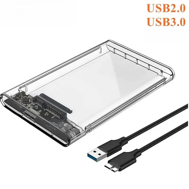 

USB 2.0/3.0 Transparent External Hard Drive Enclosure, 2.5" SATA To USB 3.0 Tool-Free for SSD&HDD 9.5mm 7mm HDD Enclosure