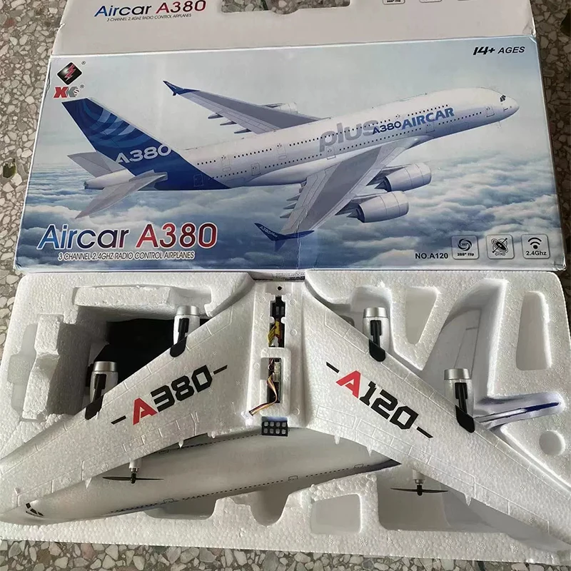 Avión a Control remoto para niños, avión a Control remoto de 2,4g, 3 canales, modelo de aviación A380, Xka120, Airbus, planeador de ala fija, regalos de navidad