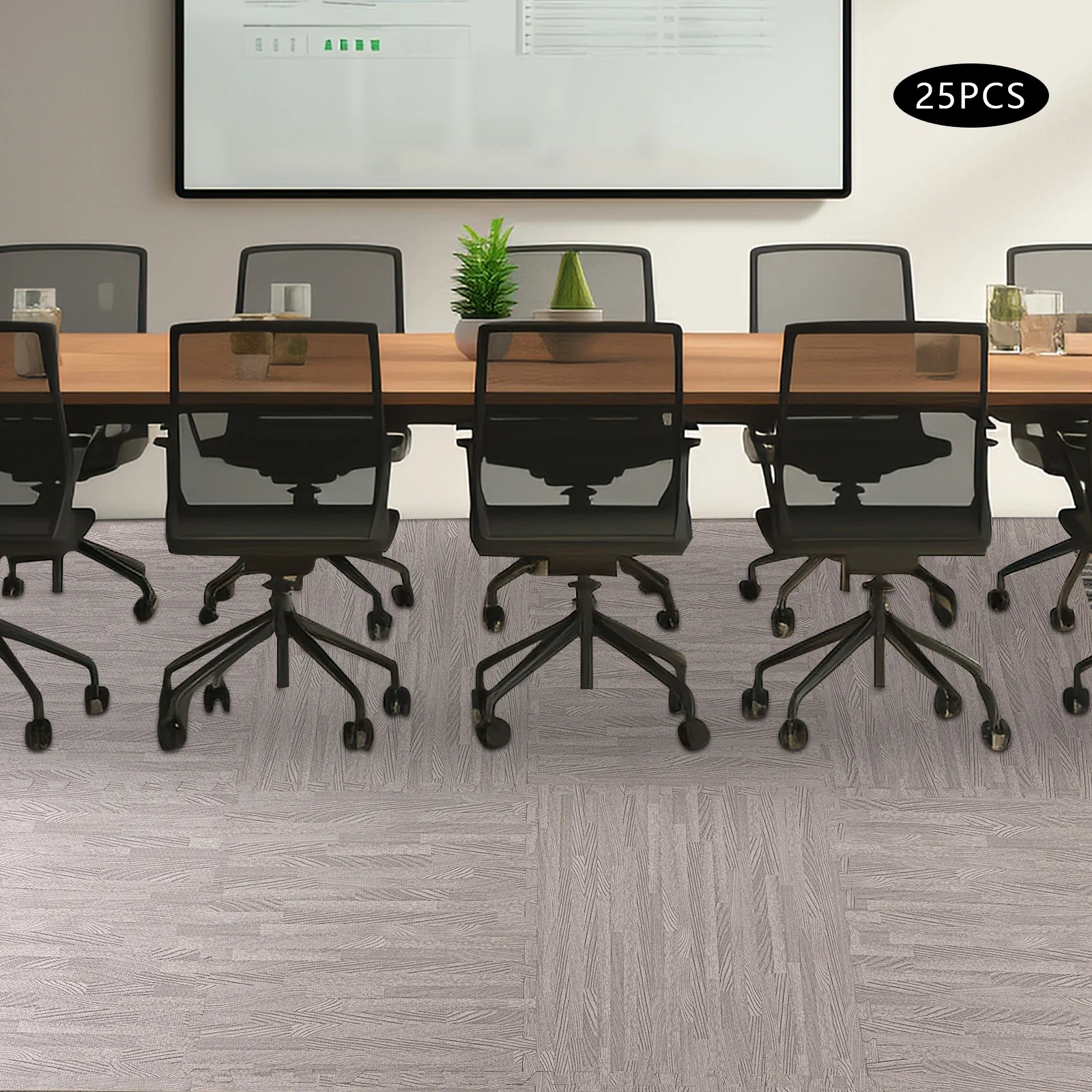 25 قطعة 24*24 في حصيرة أرضية إسفنجية ربط الحبوب الخشبية الرمادية، بلاط إسفنجي مطبوع سميك مقاوم للاهتراء لغرف المعيشة والدراسات #6