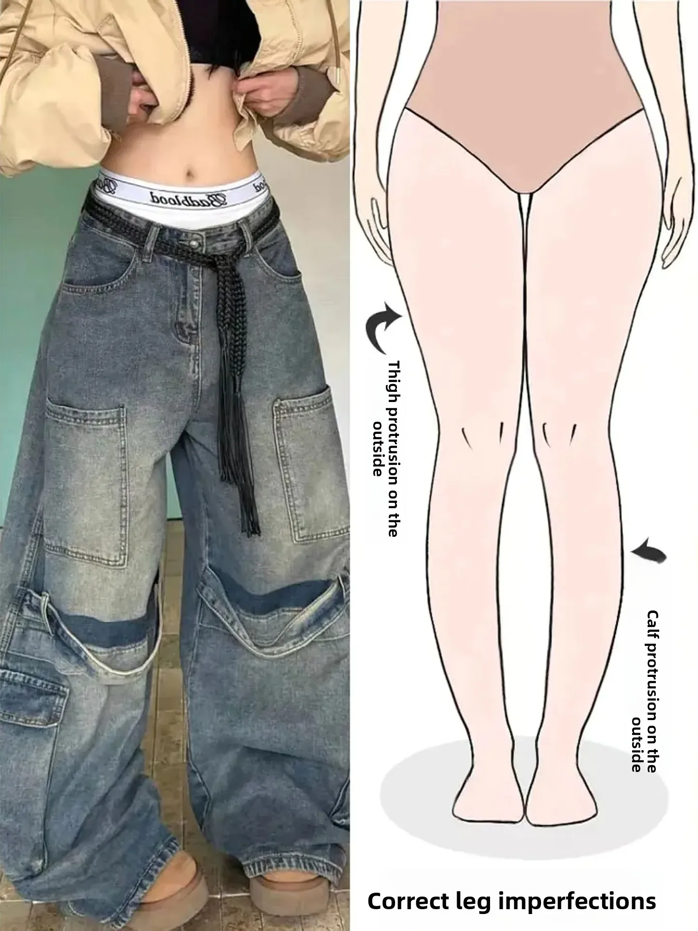 

Американские ретро-джинсы с выцветшими карманами, женские, осенние, новинка, уличный стиль, для фигуры типа «груша», длинные брюки, повседневные, свободный крой