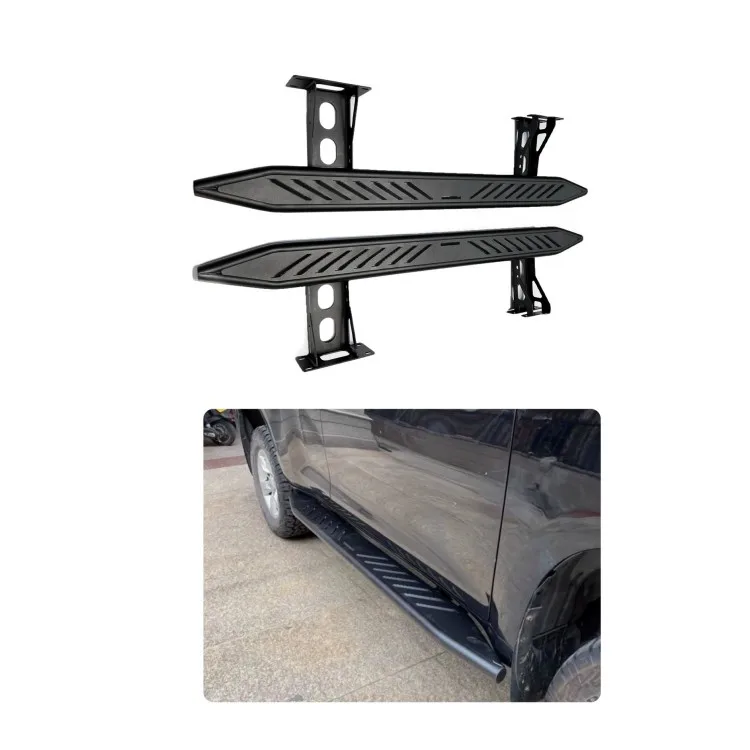 

New Off-Road 4x4 Accessories Textured Black Steel Crew Cab Side Step Nerf Bars Running Boards for Toyota Prado LC150
