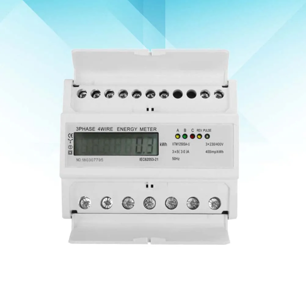

3 Wire Energy Meter LCD Rail Volt Amp Power Meter Easy Installation on 35mm Din Rail Suitable for Professional